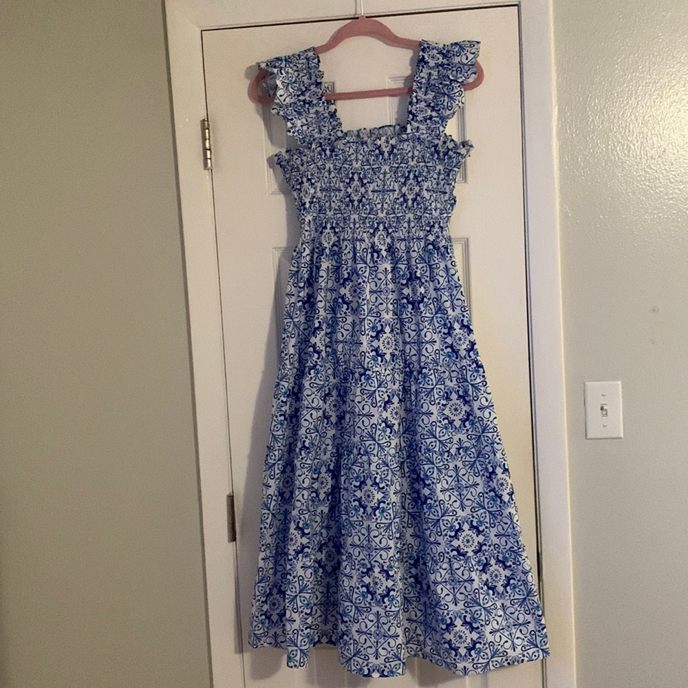 Hill House blue mosaic print dress